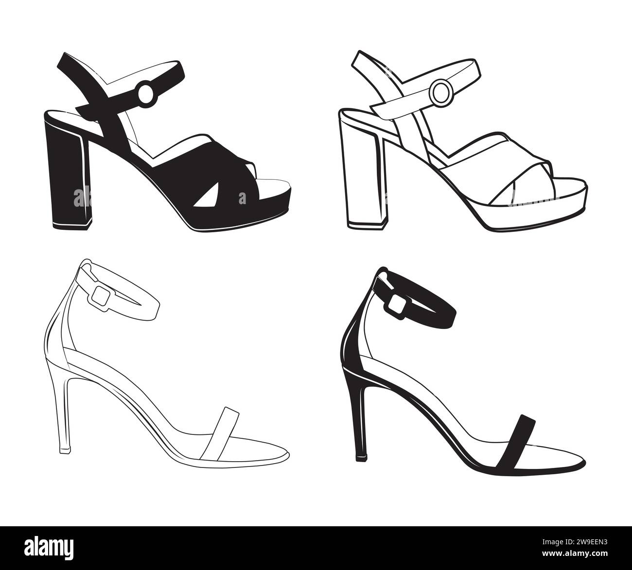 Woman Shoes, Woman Shoe clipart, Woman, Sport Shoes Shape Silhouette, Shoes, Shoe Silhouettes Stock Vector