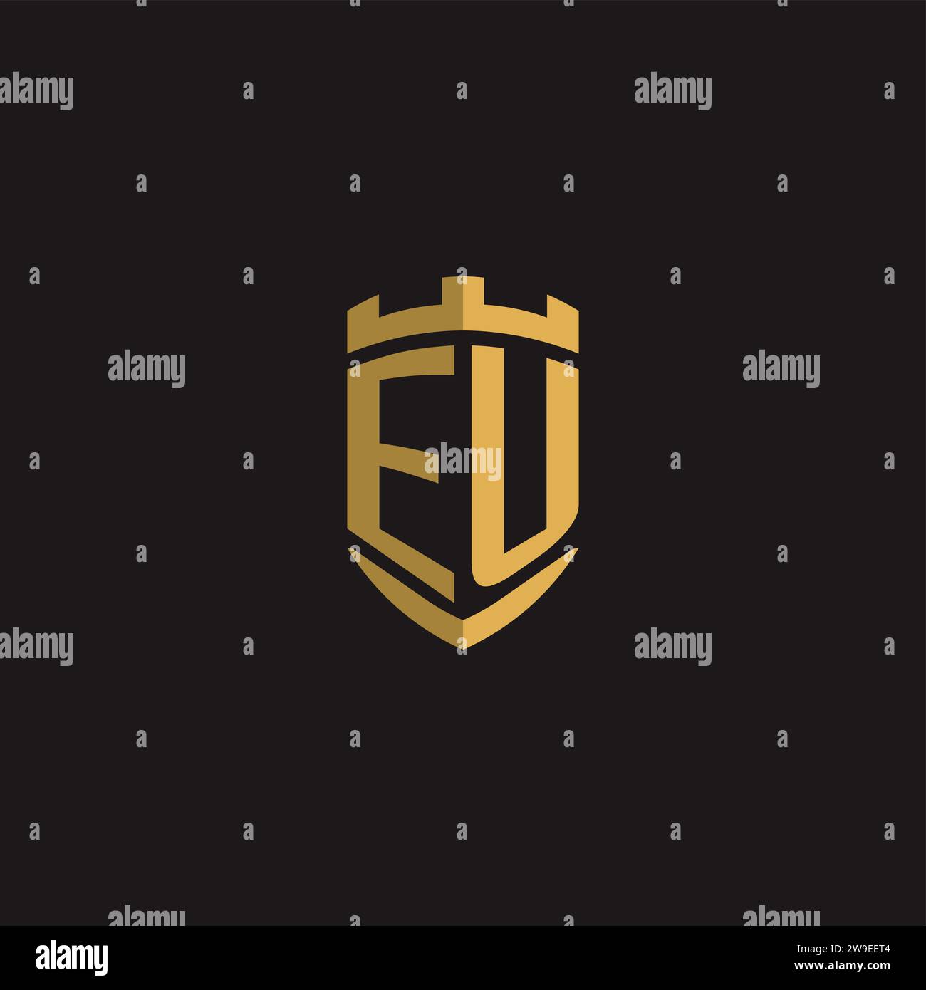 Initials EU logo monogram with shield style design vector graphic Stock Vector