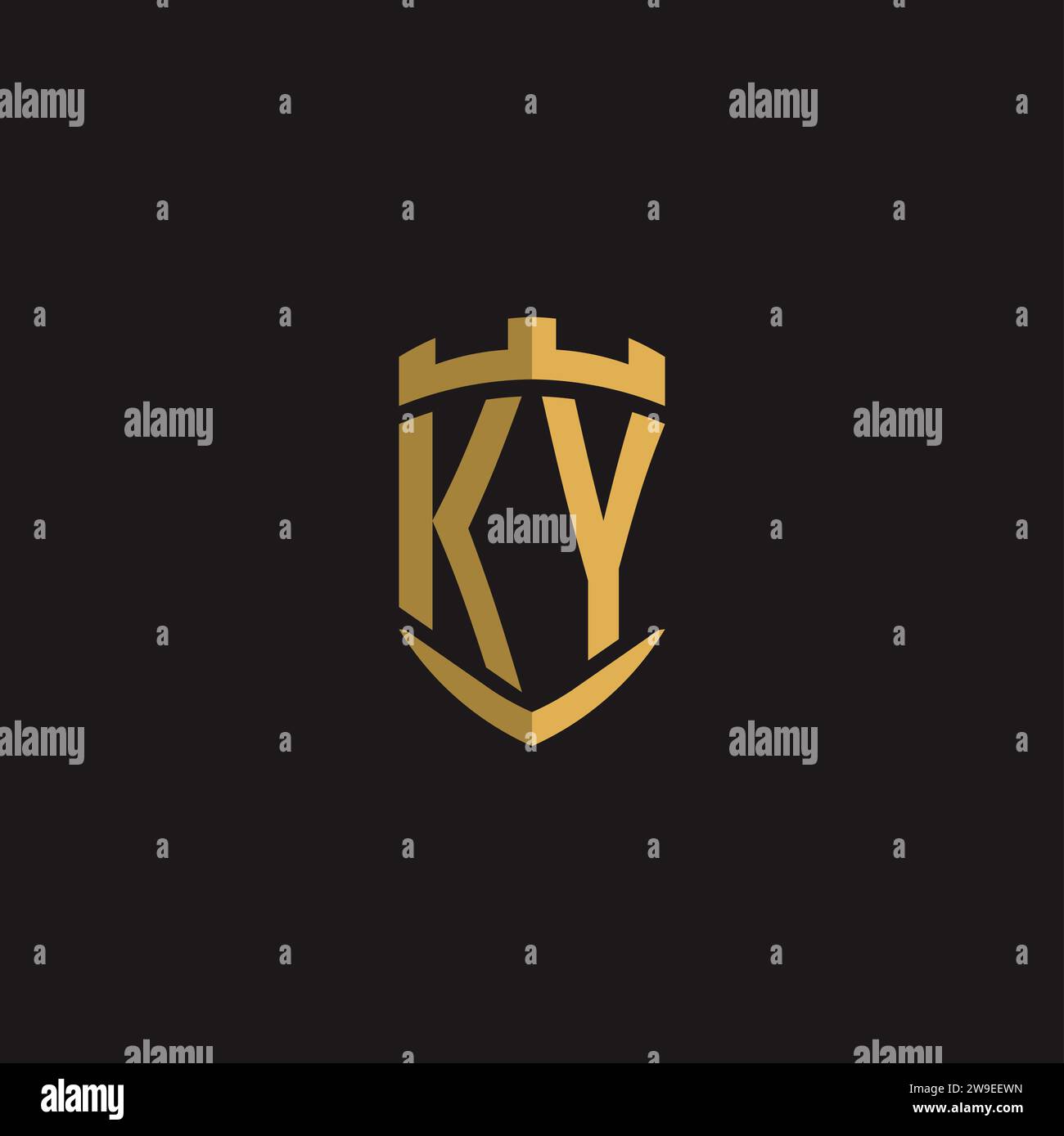 Initials KY logo monogram with shield style design vector graphic Stock Vector