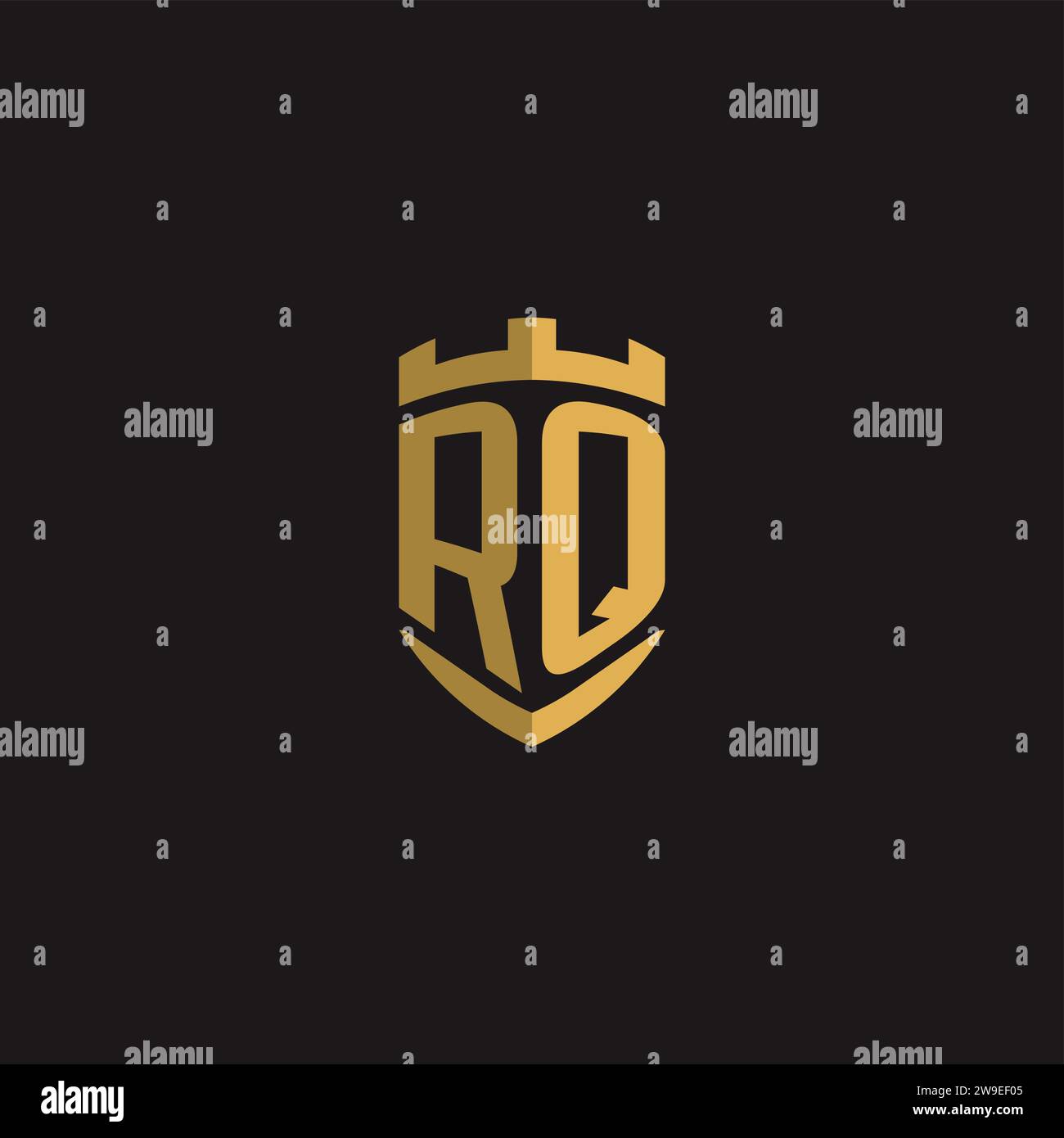 Initials RQ logo monogram with shield style design vector graphic Stock Vector