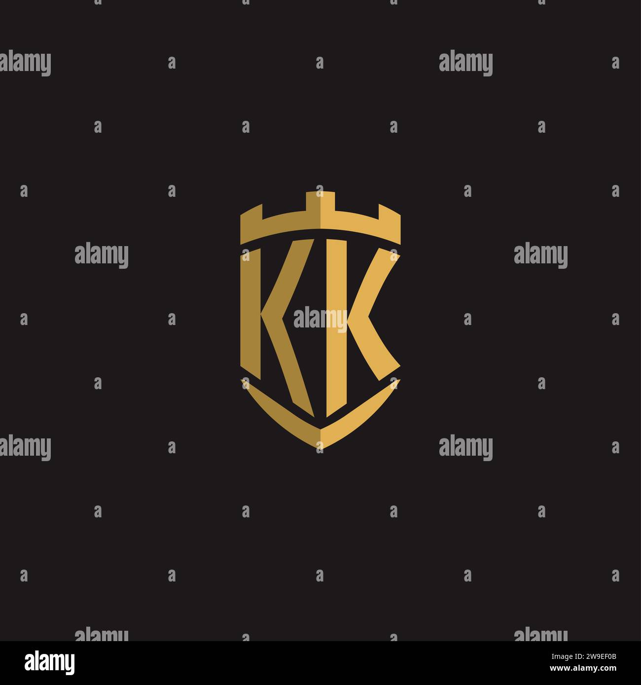 Initials KK logo monogram with shield style design vector graphic Stock Vector