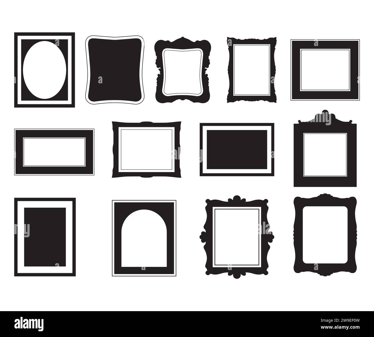 Picture Frame, Frame Vector bundle, Photo Frame, Mirror Frame, Border Svg, Vintage Frames Clipart Stock Vector