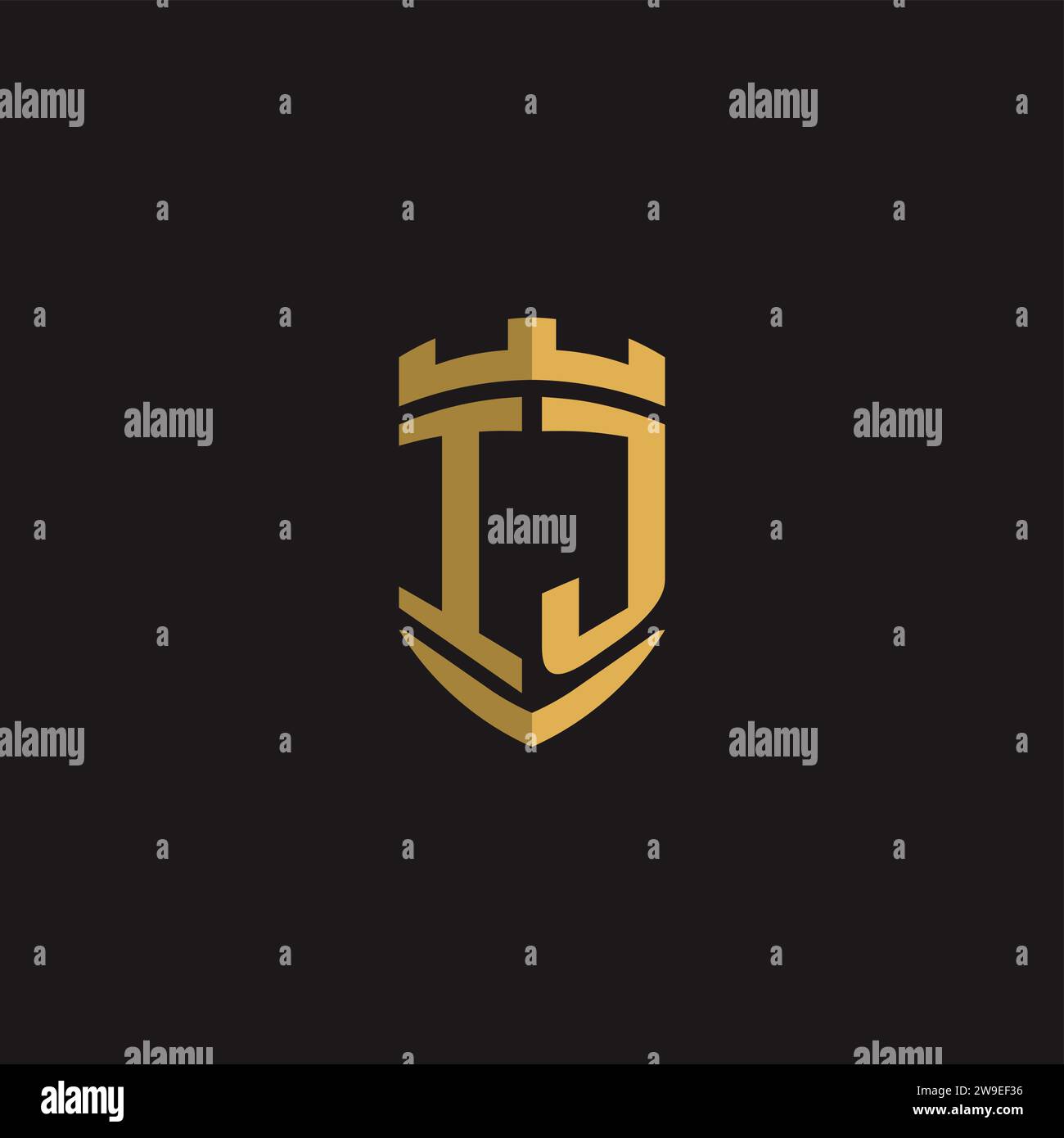Initials IJ logo monogram with shield style design vector graphic Stock Vector
