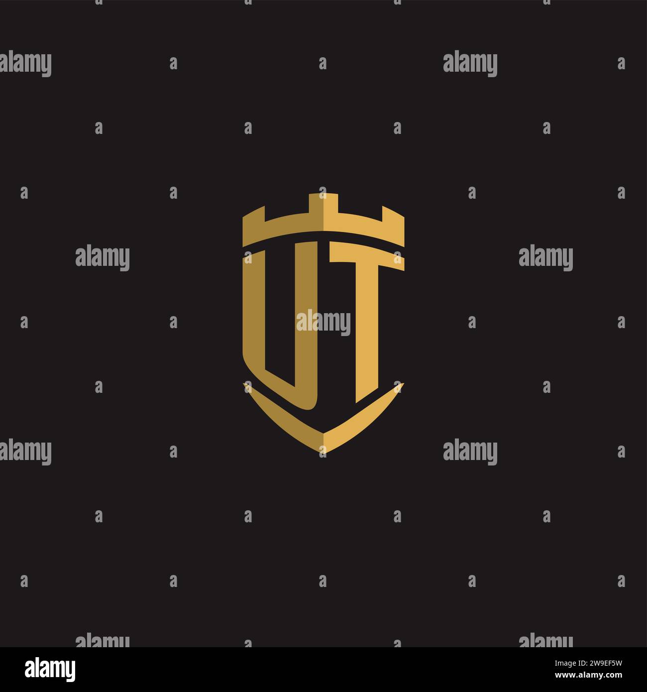 Initials UT logo monogram with shield style design vector graphic Stock Vector