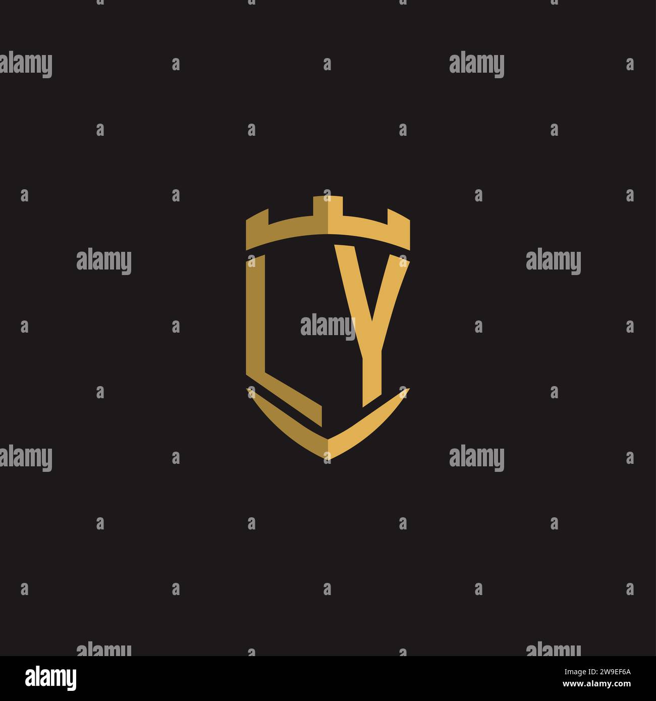 Initials LY logo monogram with shield style design vector graphic Stock Vector