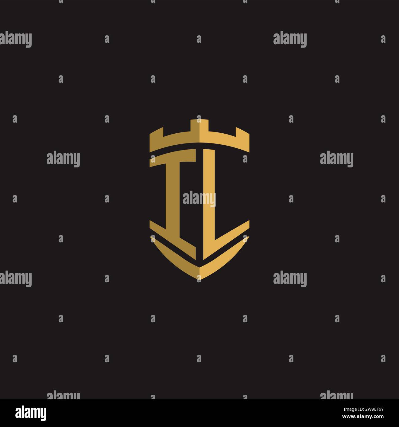 Initials IL logo monogram with shield style design vector graphic Stock Vector