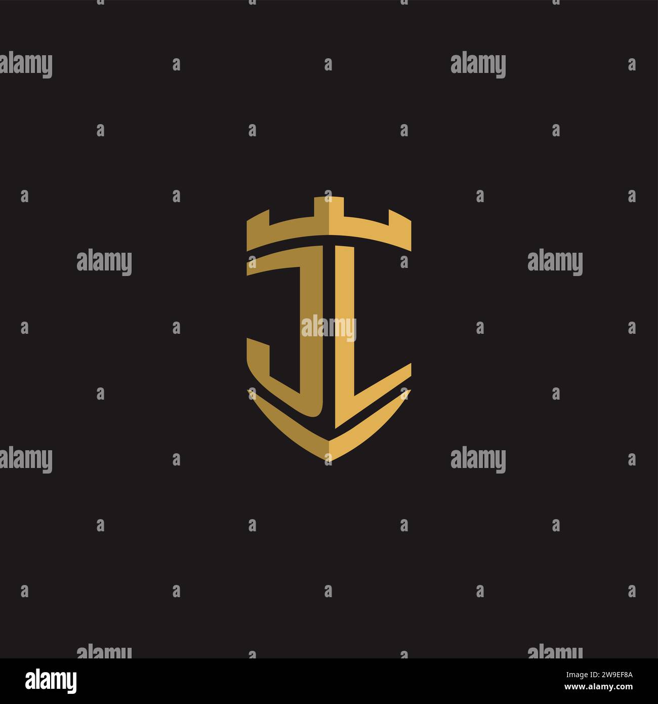 Initials JL logo monogram with shield style design vector graphic Stock Vector