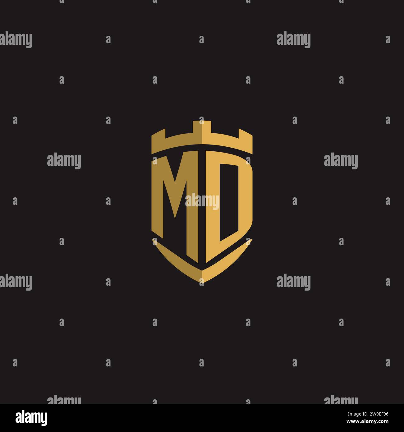 Initials MD logo monogram with shield style design vector graphic Stock Vector