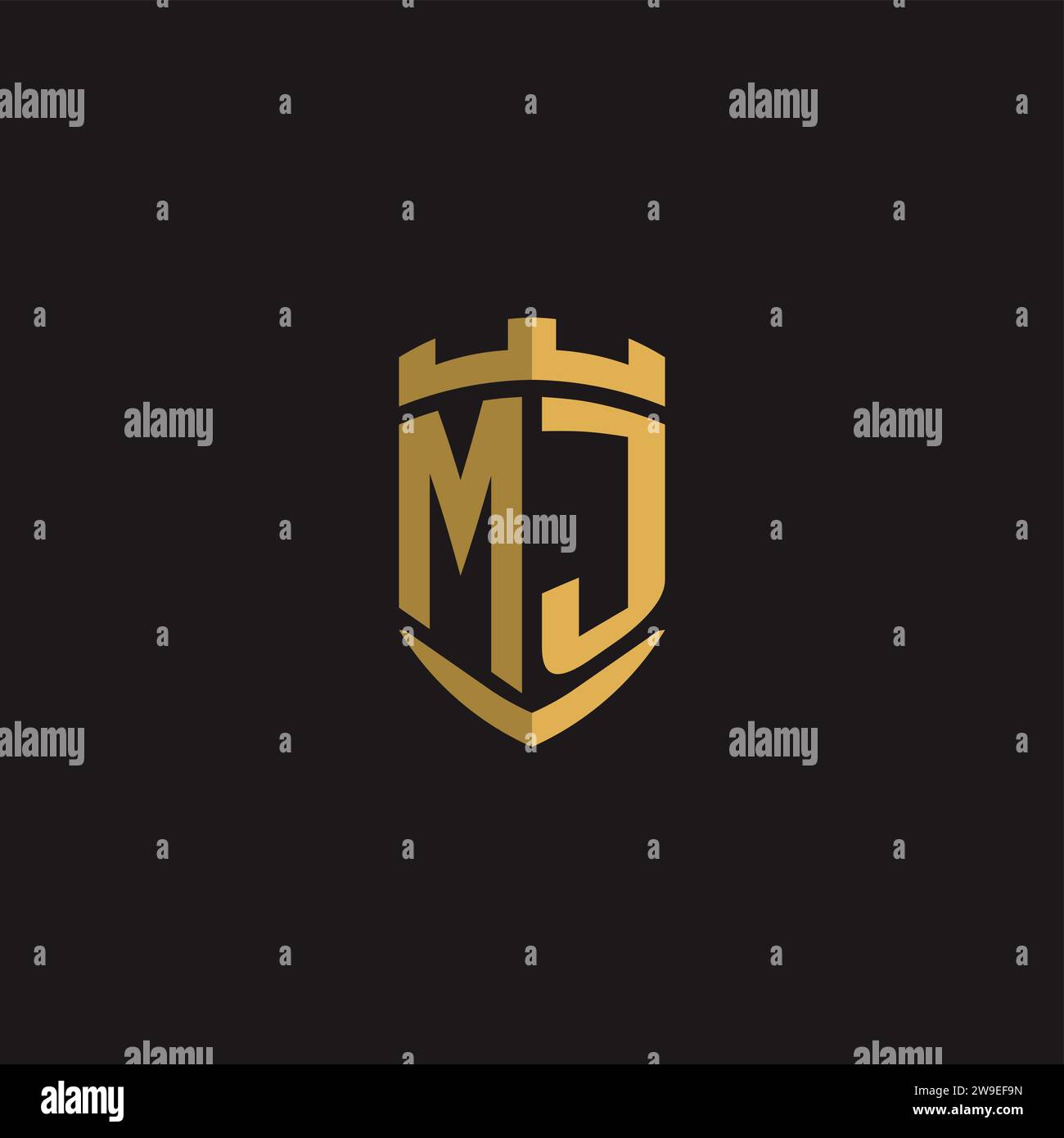Initials MJ logo monogram with shield style design vector graphic Stock Vector