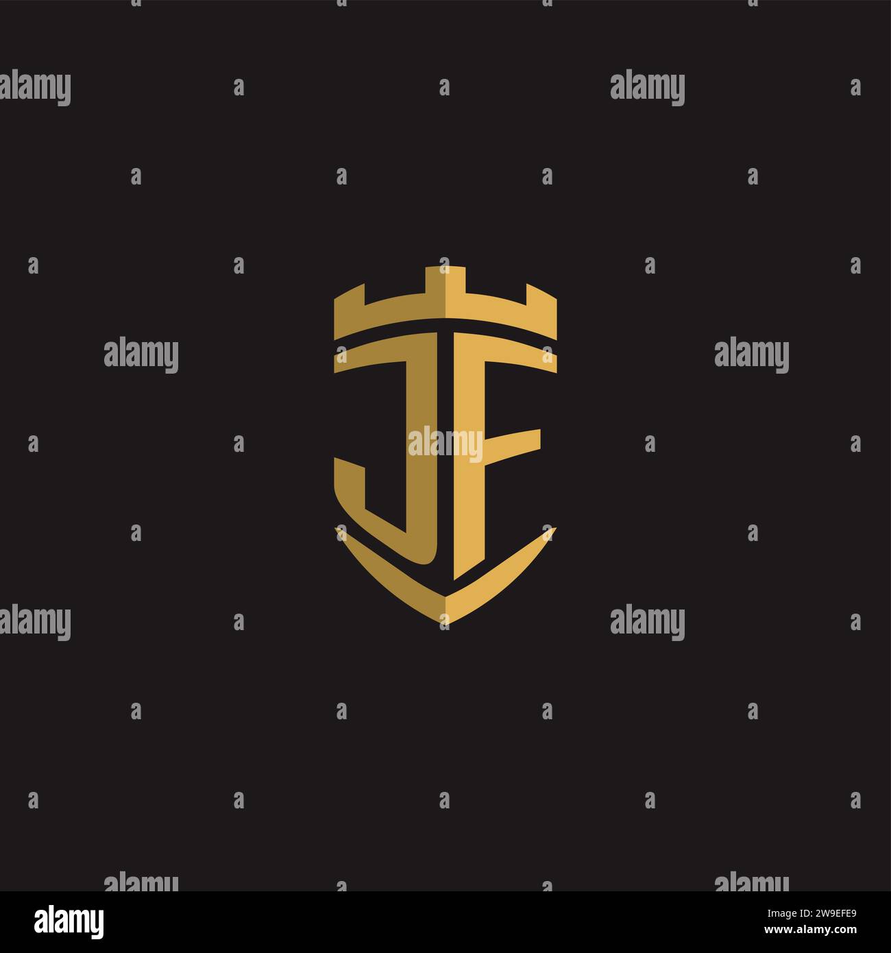 Initials JF logo monogram with shield style design vector graphic Stock Vector