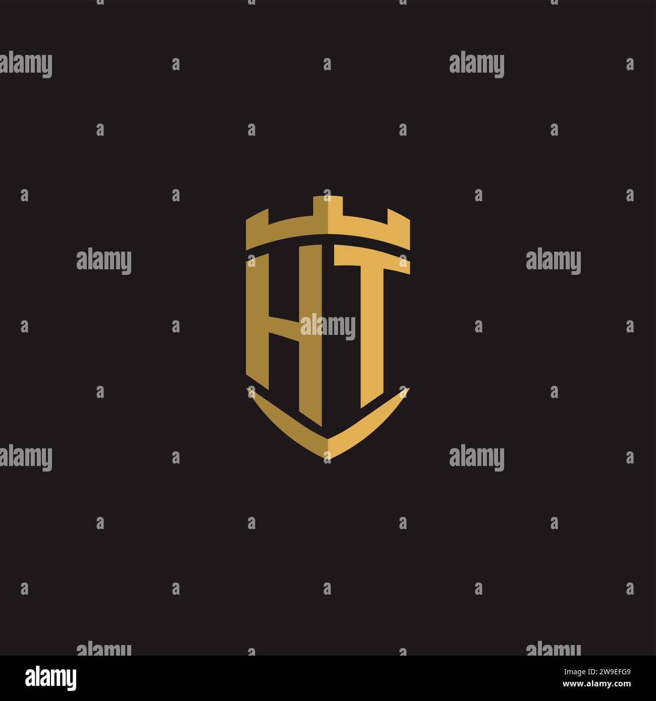 Initials HT logo monogram with shield style design vector graphic Stock Vector