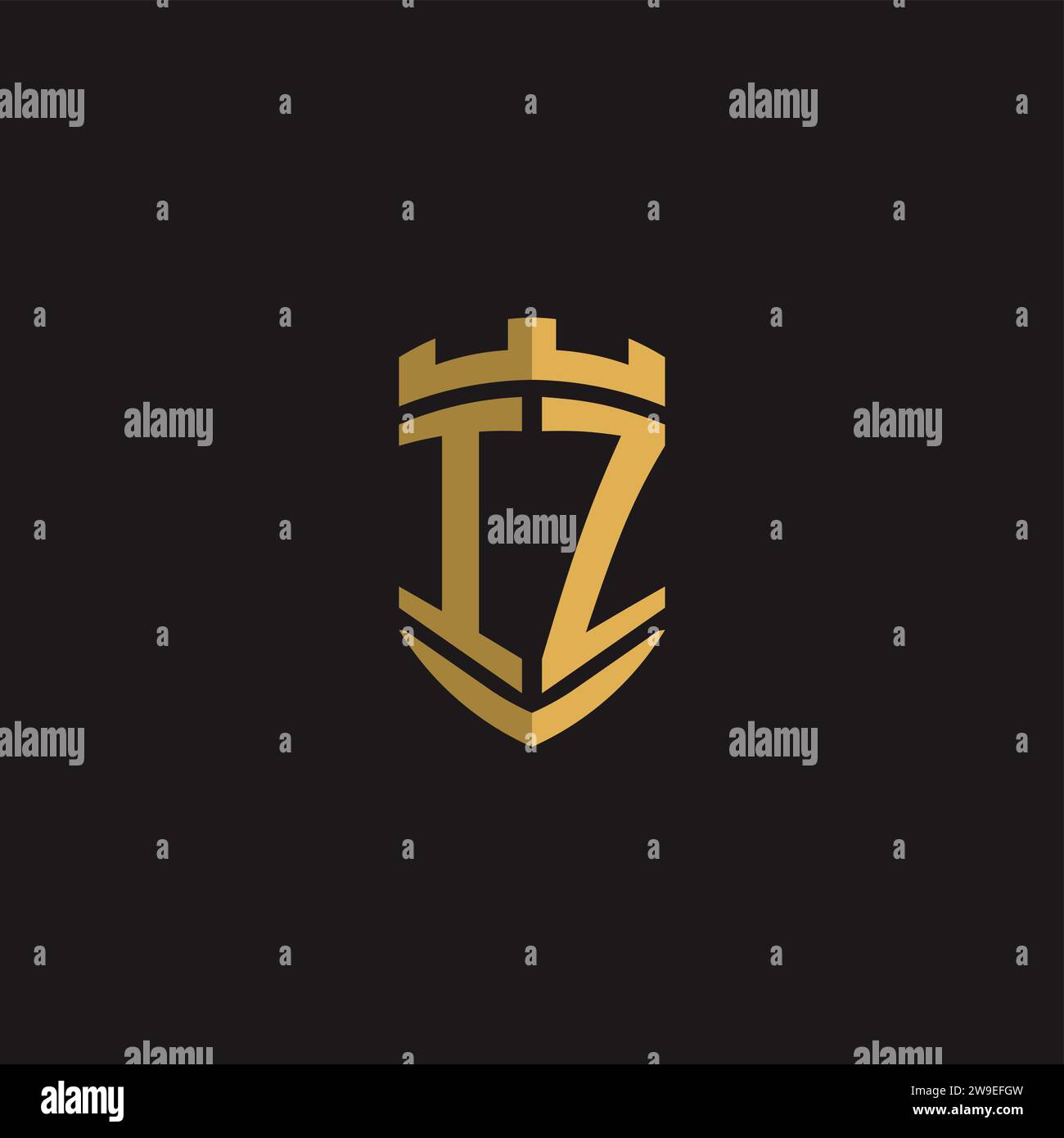 Initials IZ logo monogram with shield style design vector graphic Stock Vector