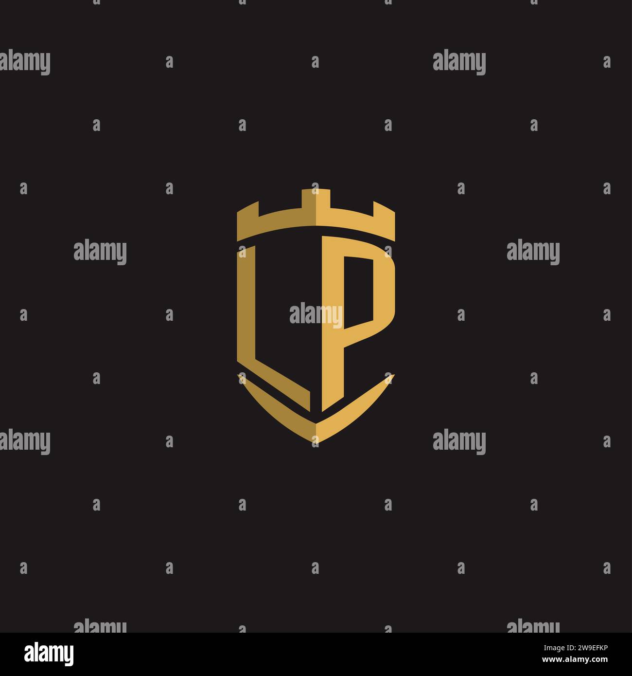 Initials LP logo monogram with shield style design vector graphic Stock Vector
