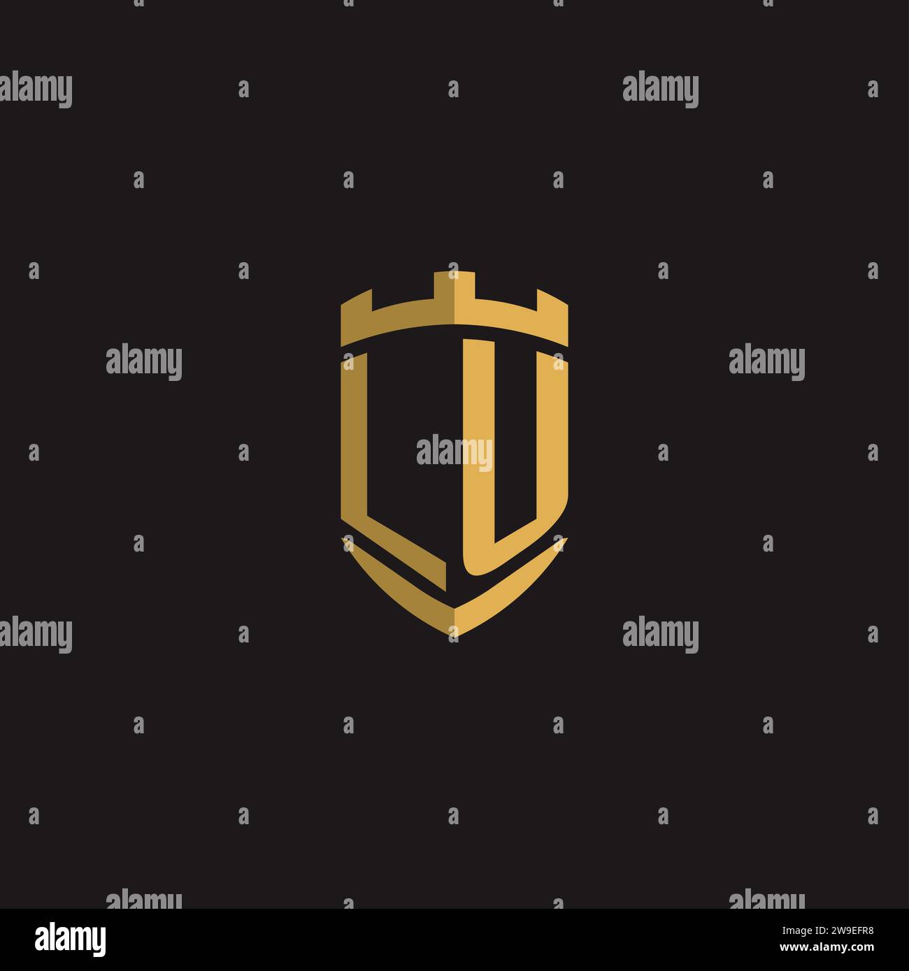 Initials LU logo monogram with shield style design vector graphic Stock Vector
