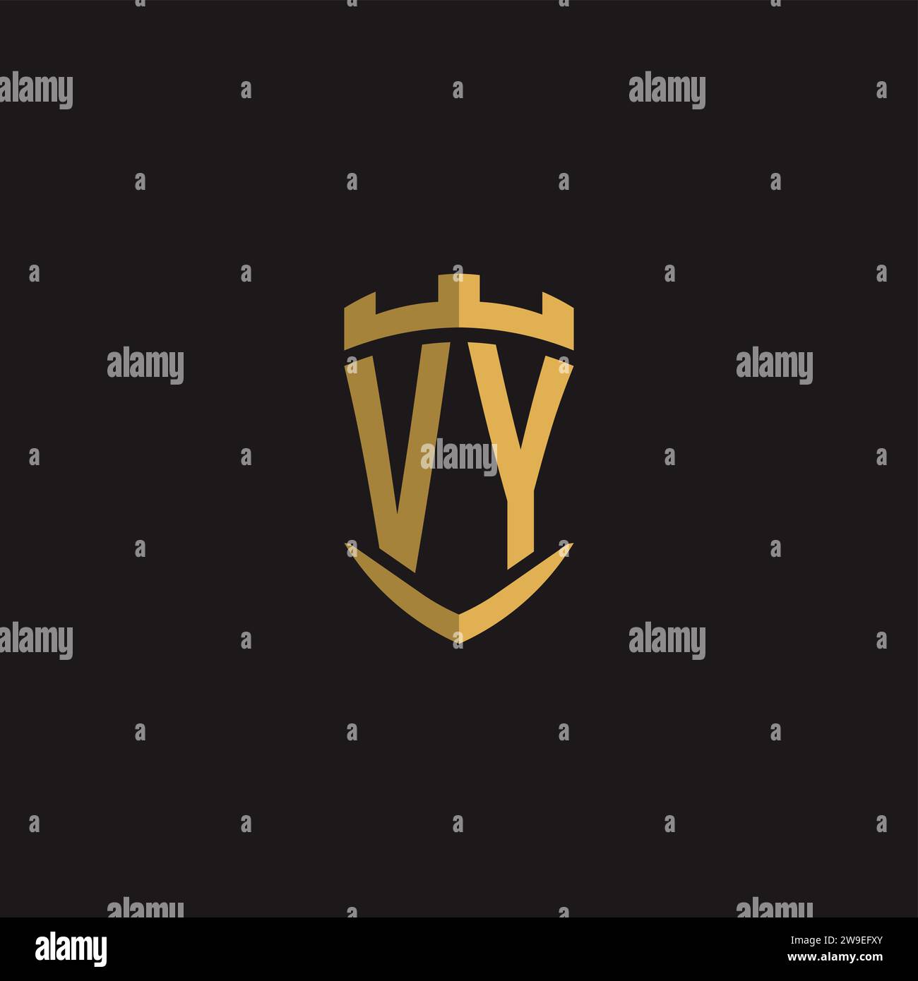 Initials VY logo monogram with shield style design vector graphic Stock Vector