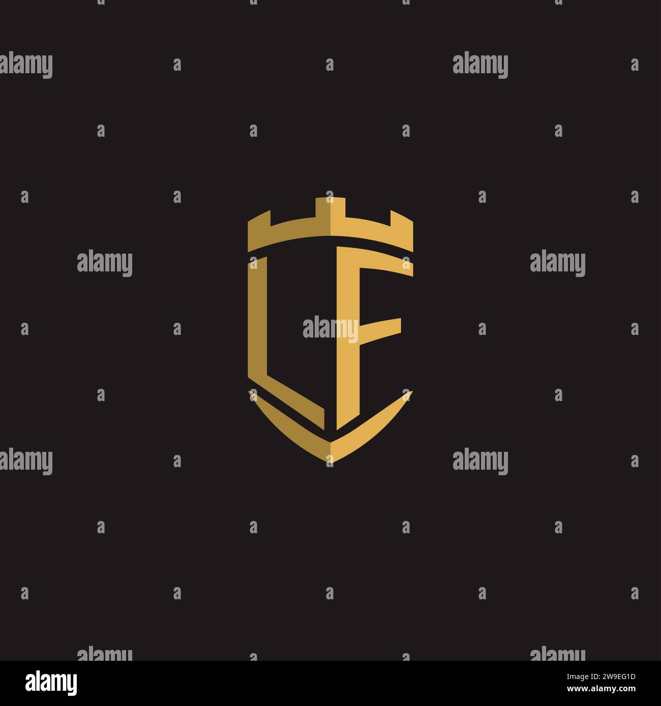 Initials LF logo monogram with shield style design vector graphic Stock Vector