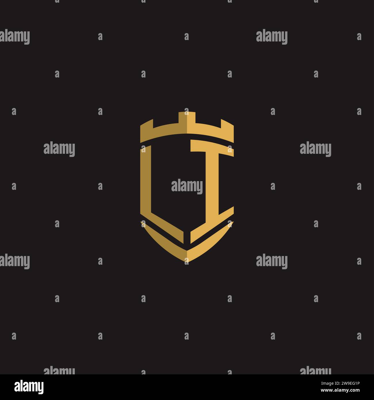 Initials LI logo monogram with shield style design vector graphic Stock Vector
