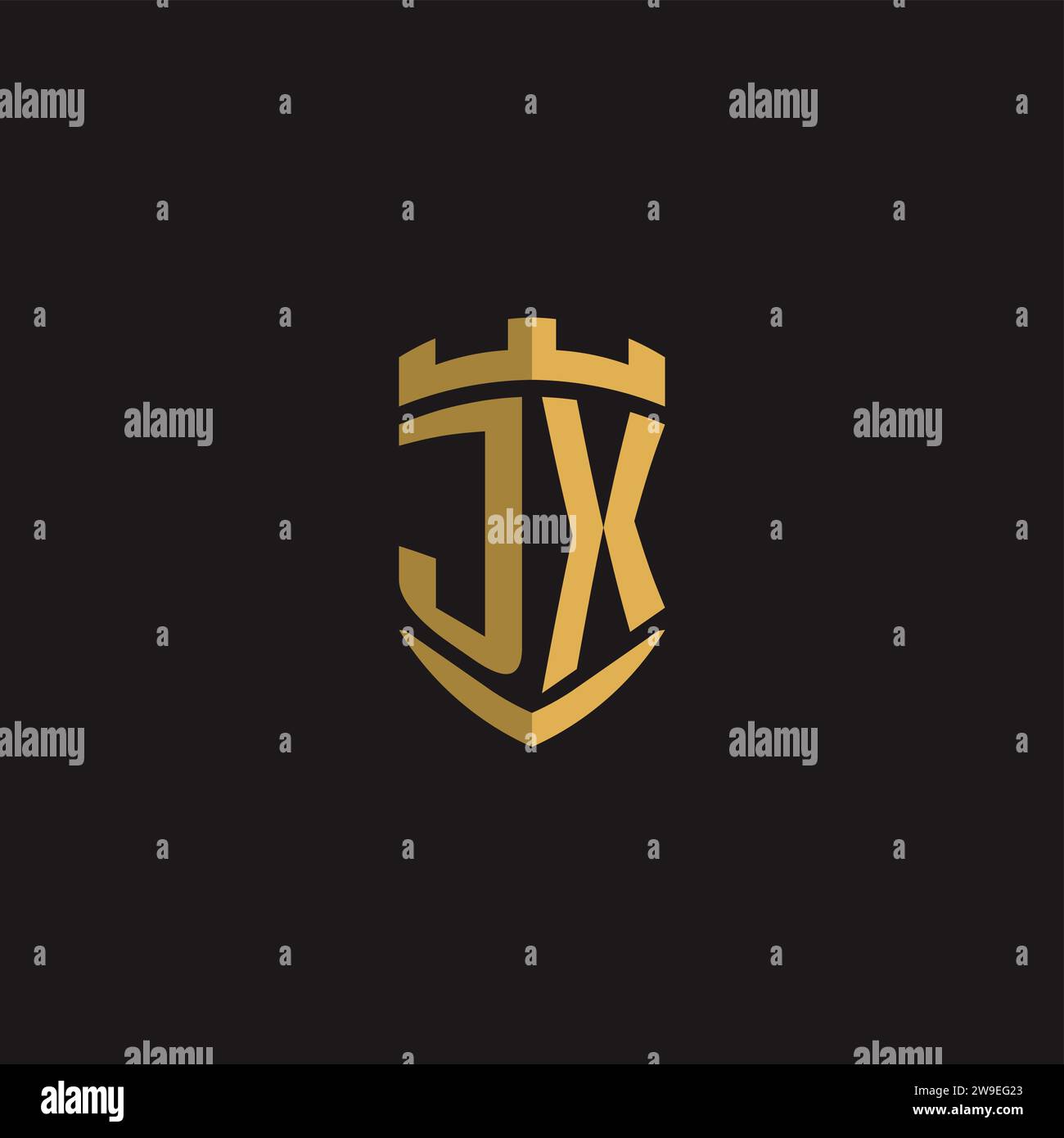 Initials JX logo monogram with shield style design vector graphic Stock Vector