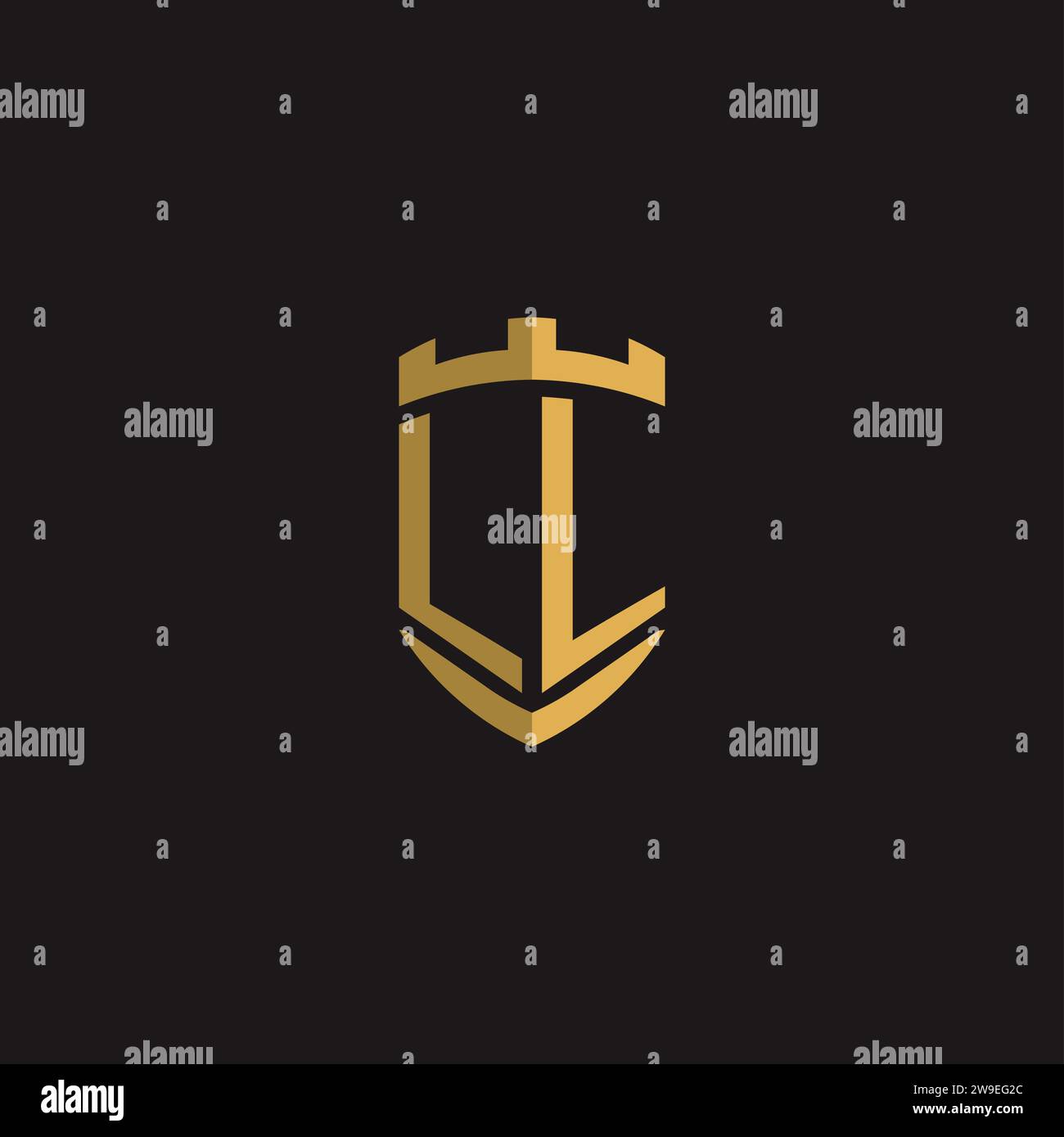 Initials LL logo monogram with shield style design vector graphic Stock Vector
