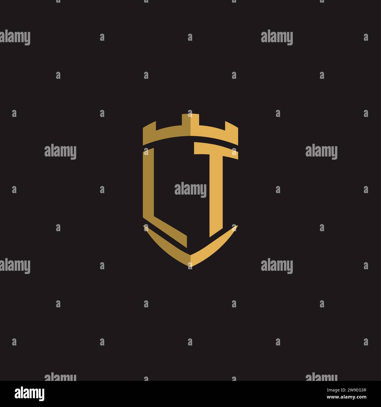 Initials LT logo monogram with shield style design vector graphic Stock Vector
