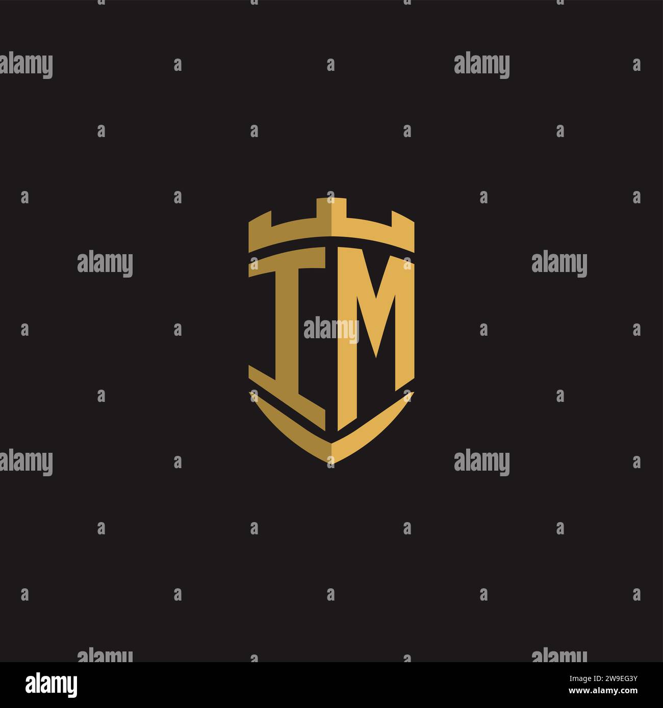 Initials IM logo monogram with shield style design vector graphic Stock Vector
