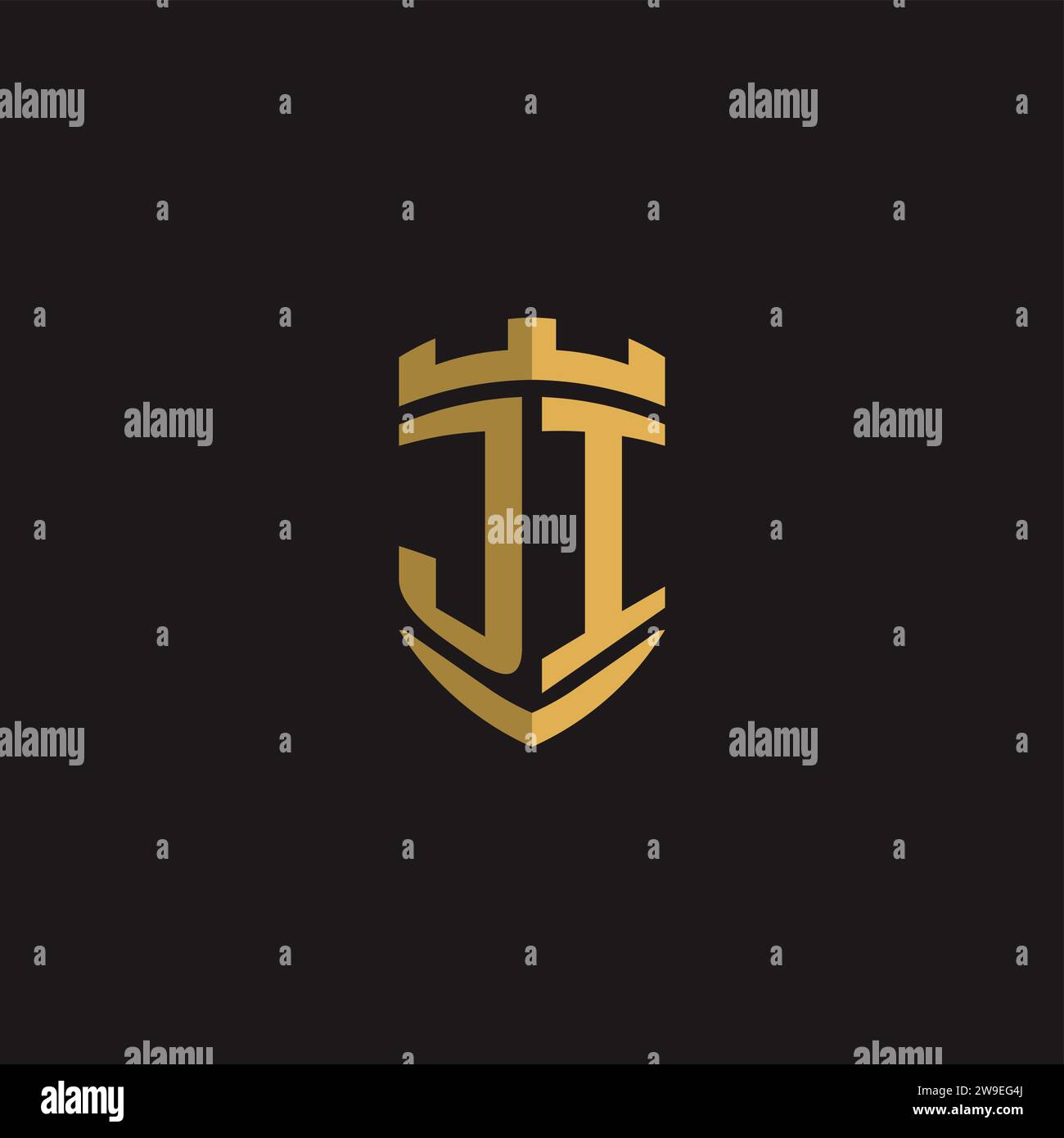 Initials JI logo monogram with shield style design vector graphic Stock Vector