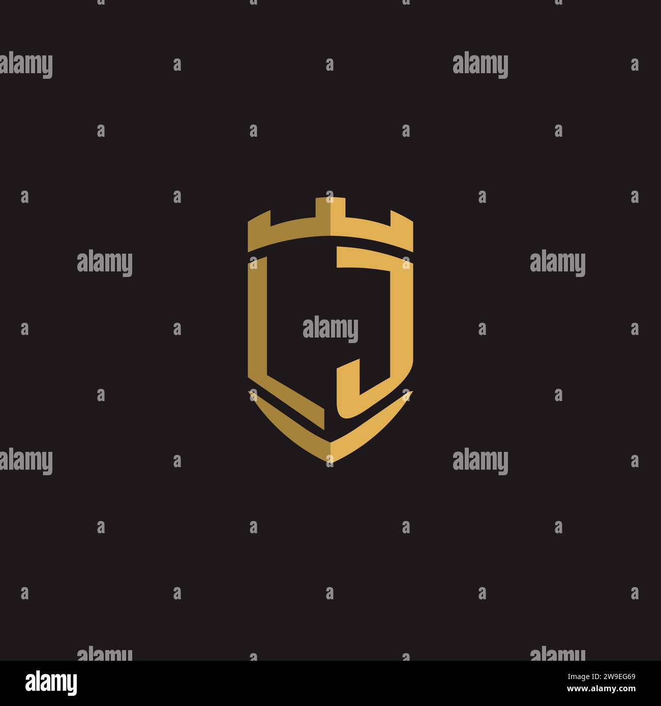 Initials LJ logo monogram with shield style design vector graphic Stock Vector