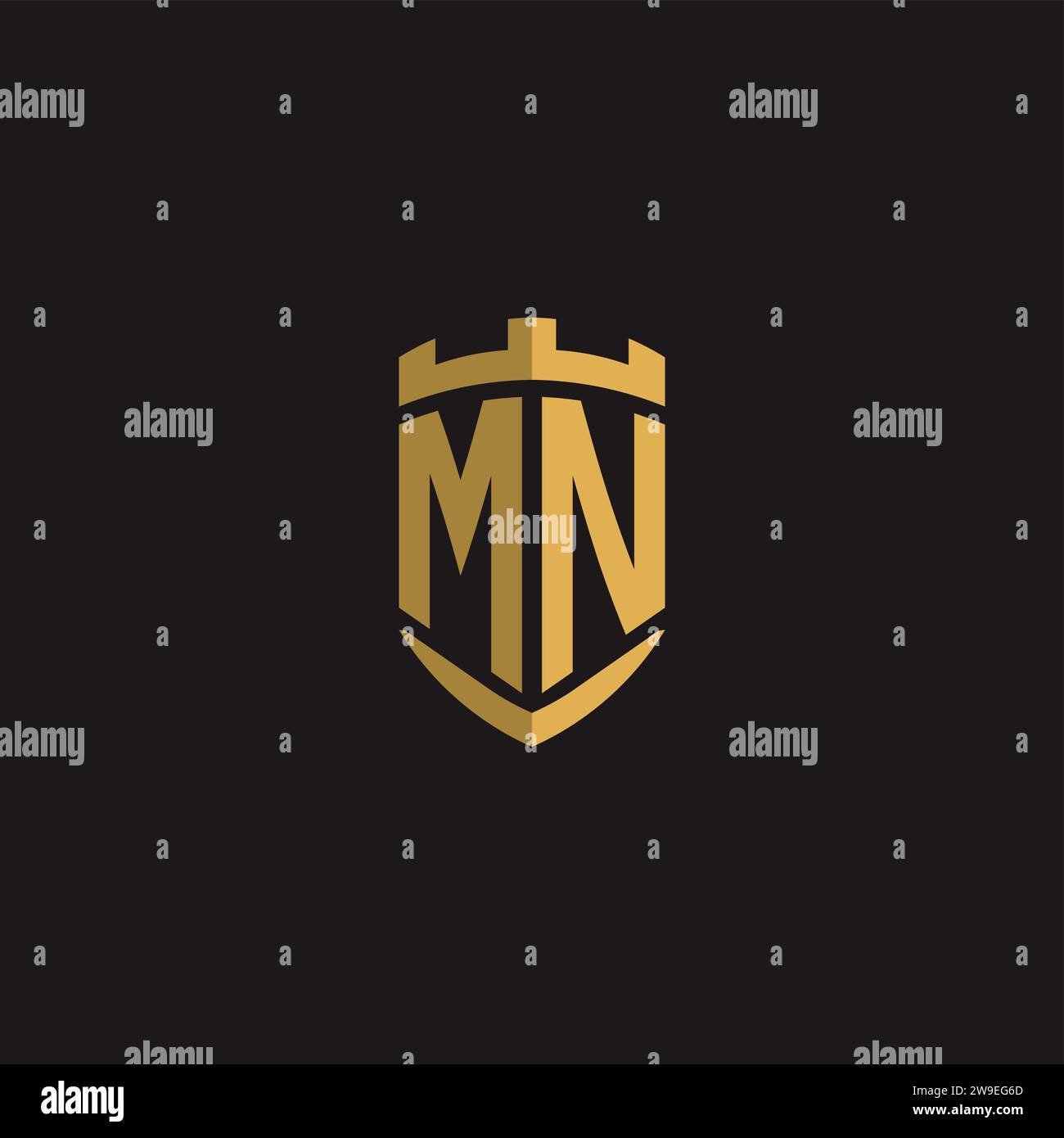 Initials MN logo monogram with shield style design vector graphic Stock Vector