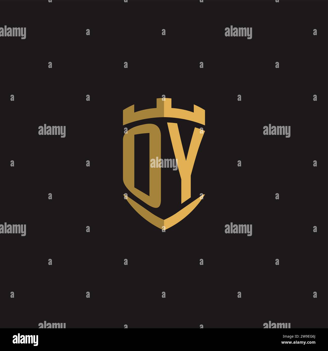 Initials OY logo monogram with shield style design vector graphic Stock Vector