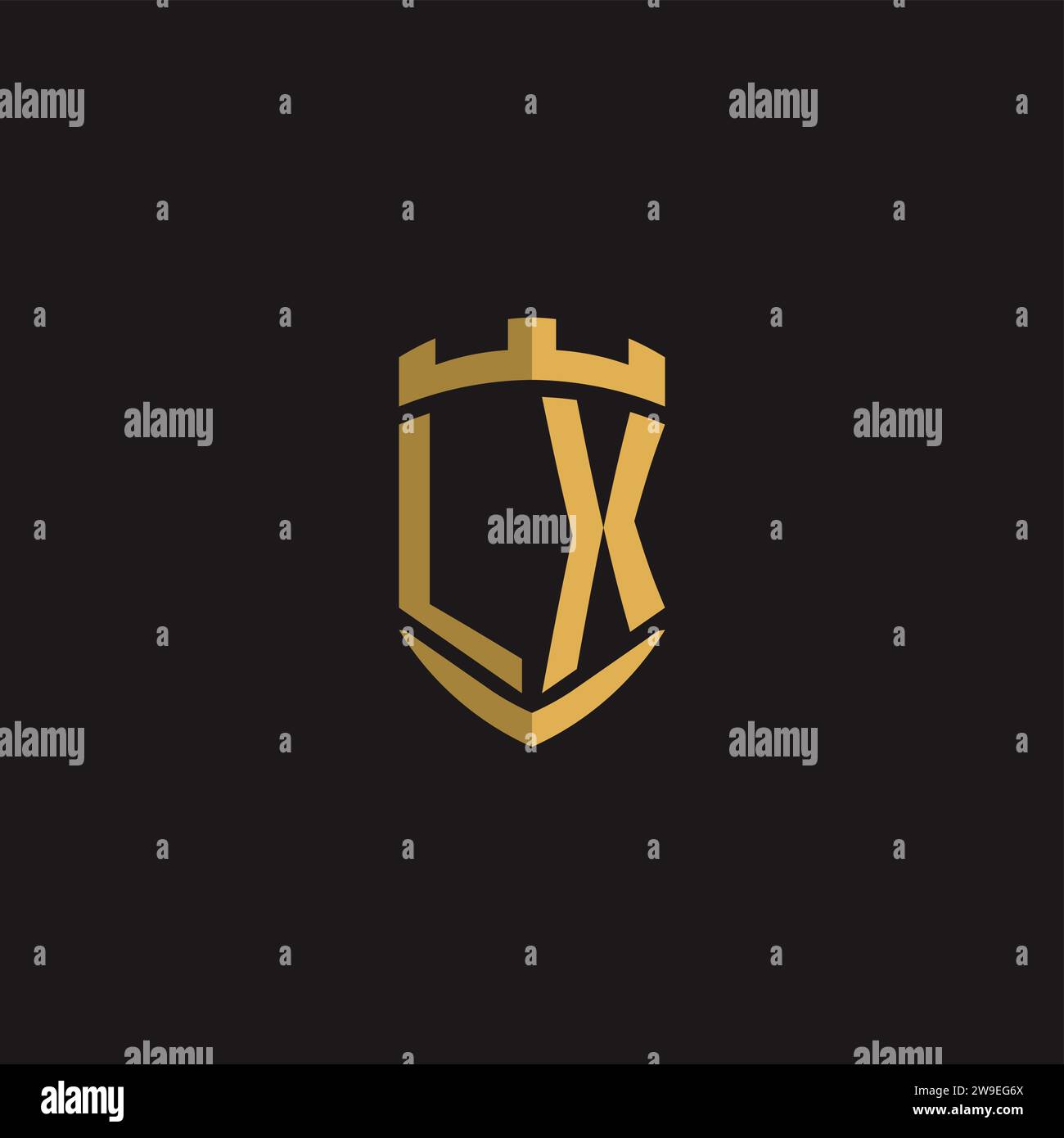 Initials LX logo monogram with shield style design vector graphic Stock Vector