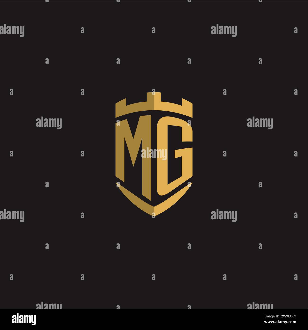 Initials MG logo monogram with shield style design vector graphic Stock Vector