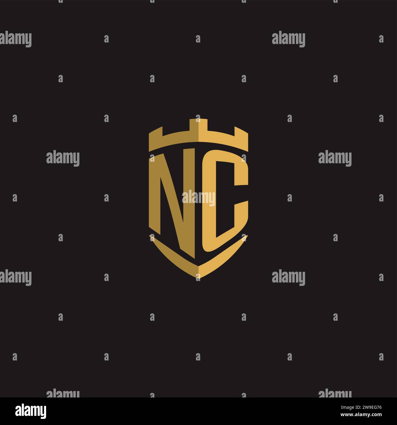 Initials NC logo monogram with shield style design vector graphic Stock Vector