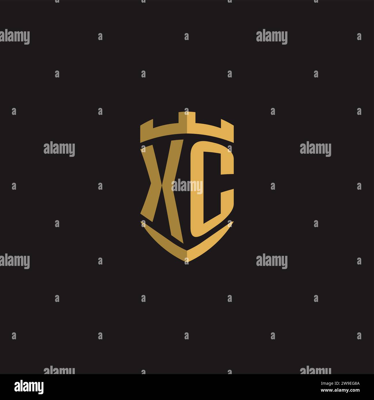 Initials XC logo monogram with shield style design vector graphic Stock Vector