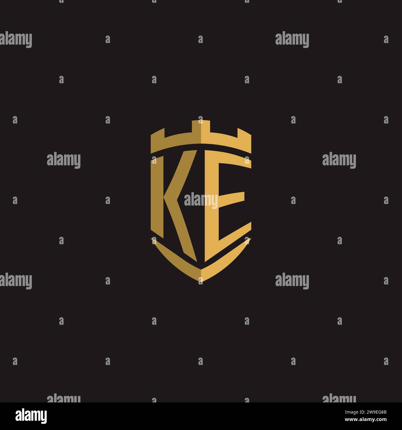 Initials KE logo monogram with shield style design vector graphic Stock Vector