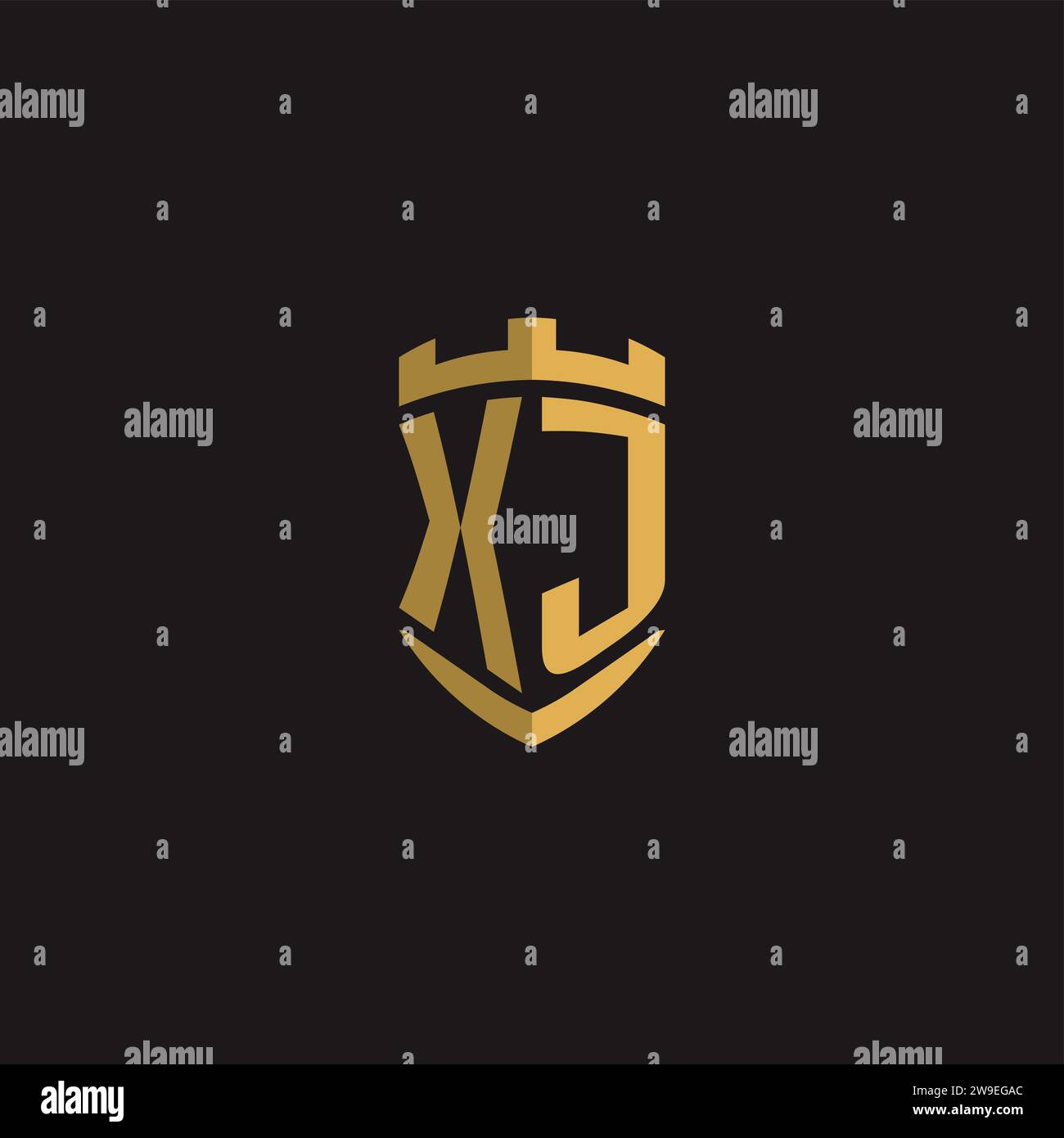 Initials XJ logo monogram with shield style design vector graphic Stock Vector