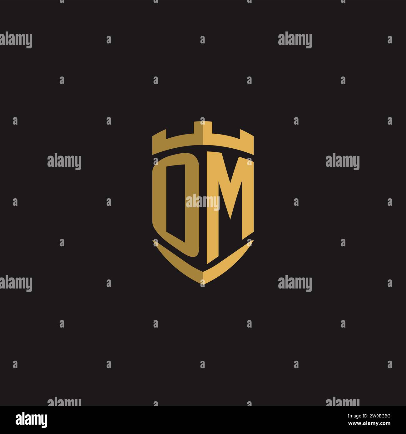 Initials OM logo monogram with shield style design vector graphic Stock Vector