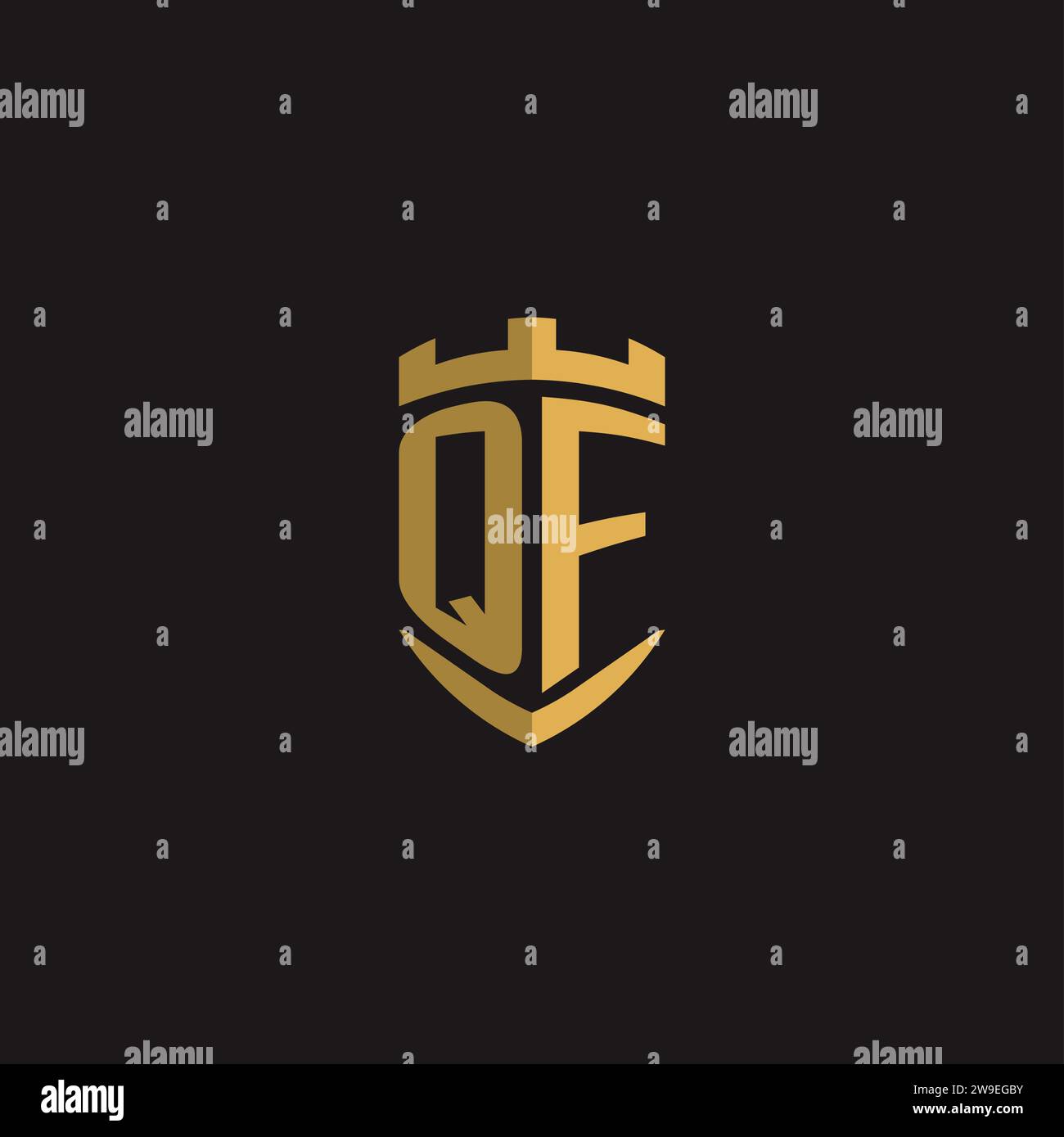 Initials QF logo monogram with shield style design vector graphic Stock Vector