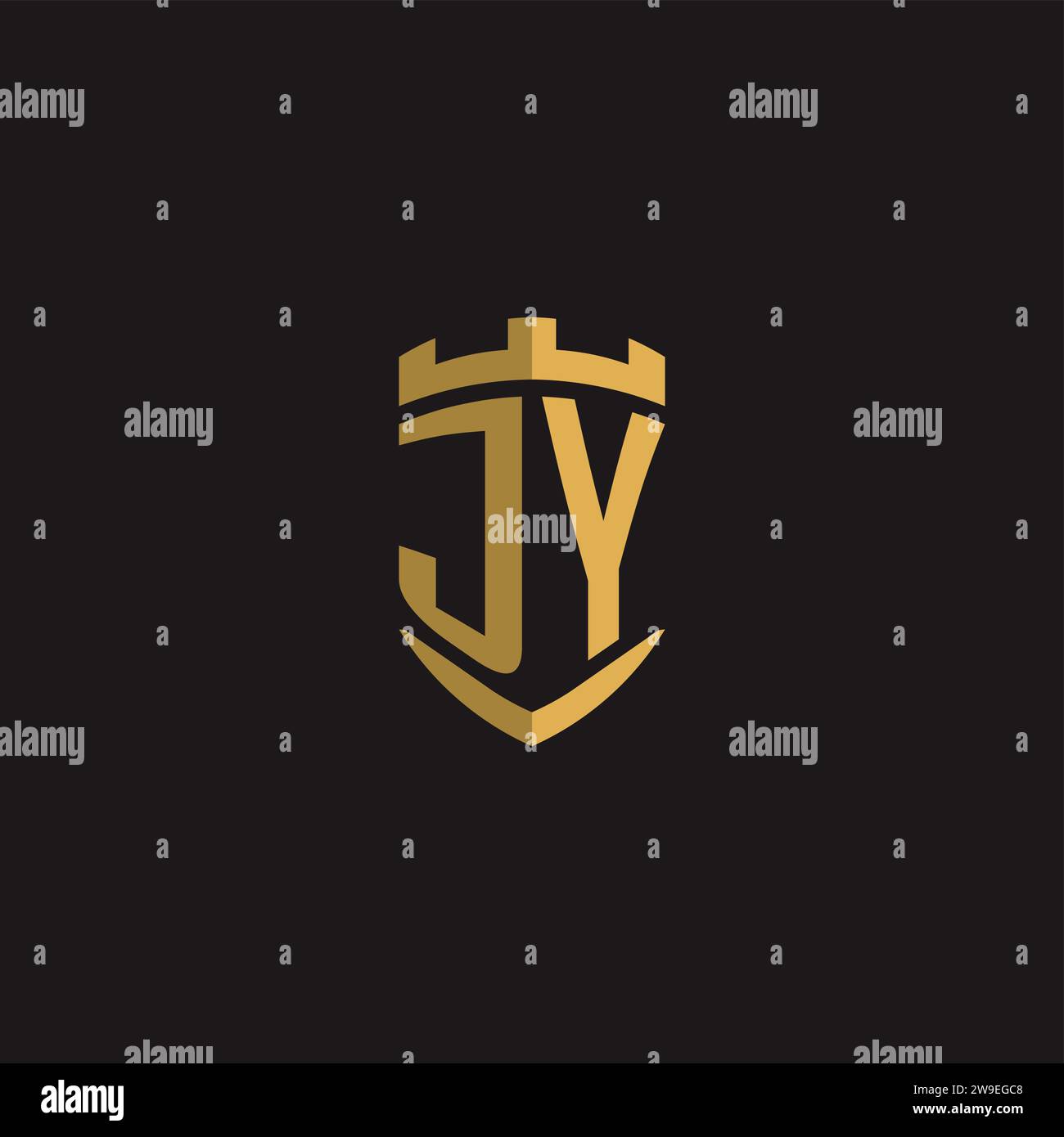 Initials JY logo monogram with shield style design vector graphic Stock Vector
