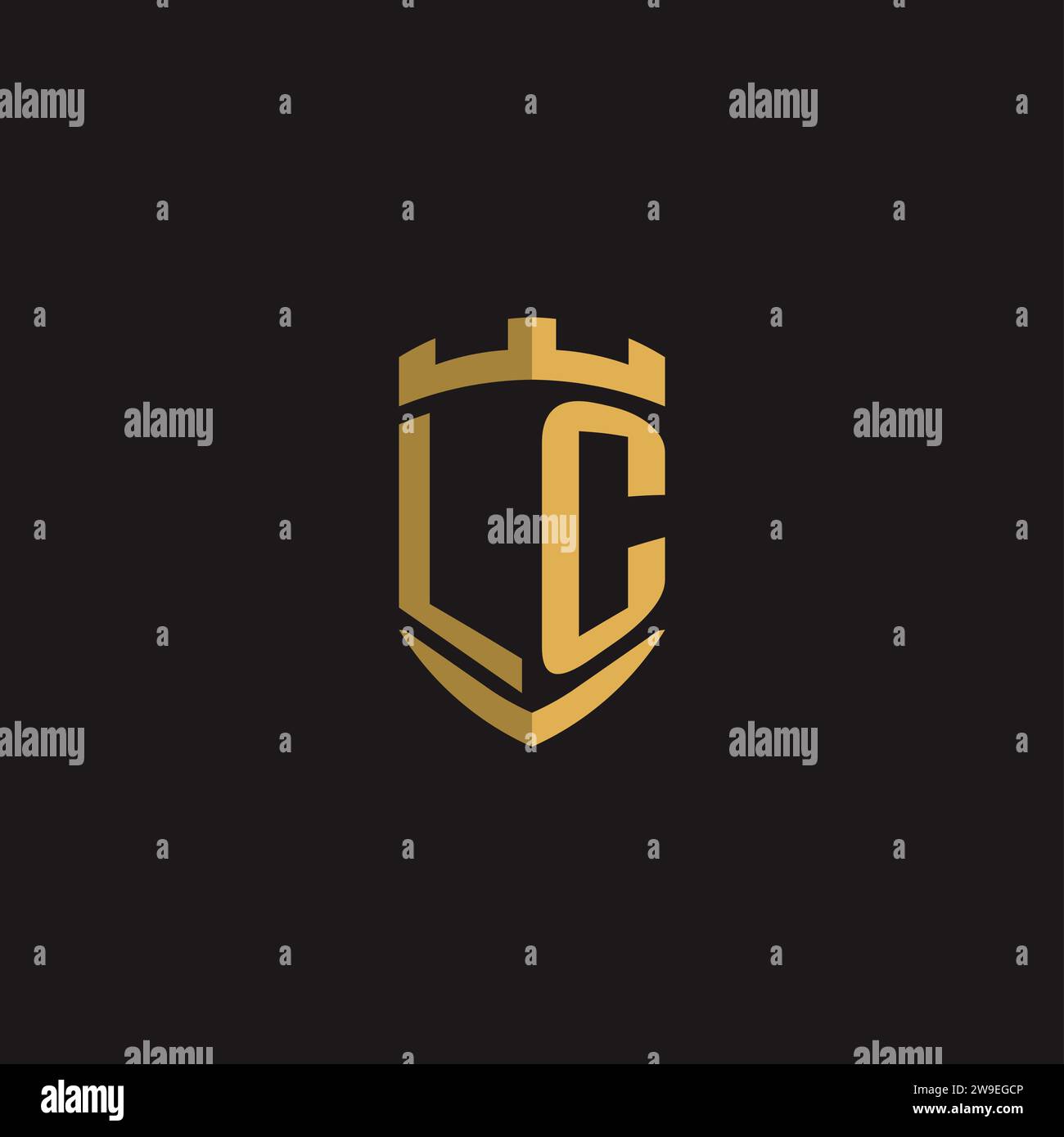 Initials LC logo monogram with shield style design vector graphic Stock Vector