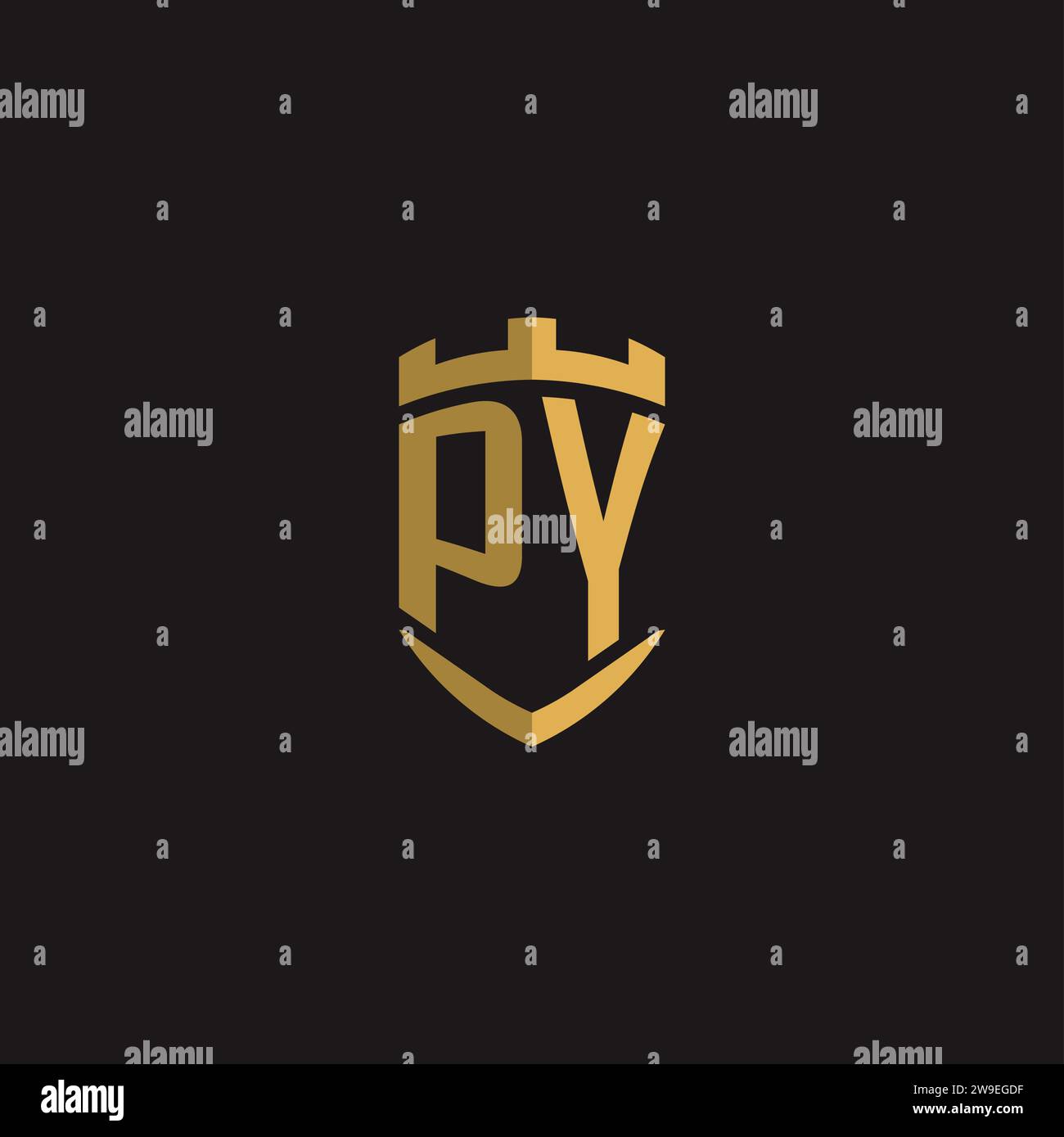 Initials PY logo monogram with shield style design vector graphic Stock Vector