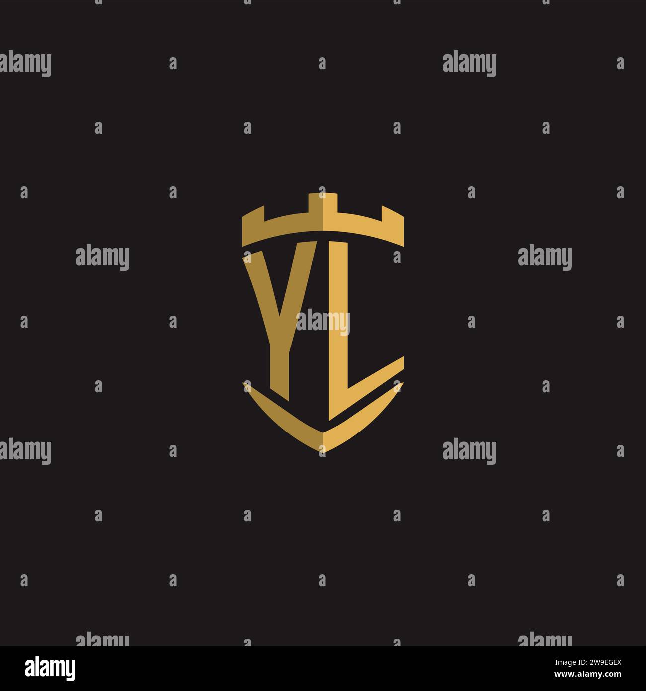 Initials YL logo monogram with shield style design vector graphic Stock Vector