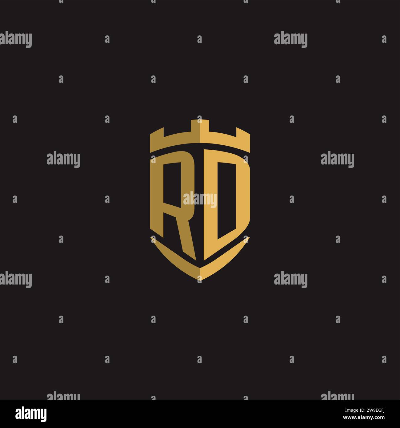 Initials RD logo monogram with shield style design vector graphic Stock Vector
