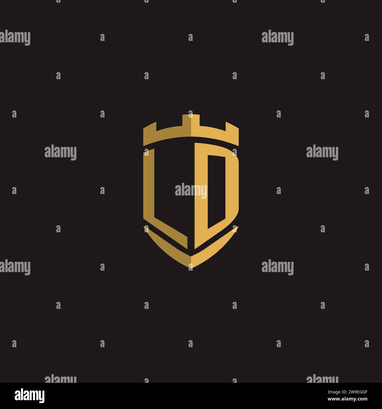 Initials LD logo monogram with shield style design vector graphic Stock Vector