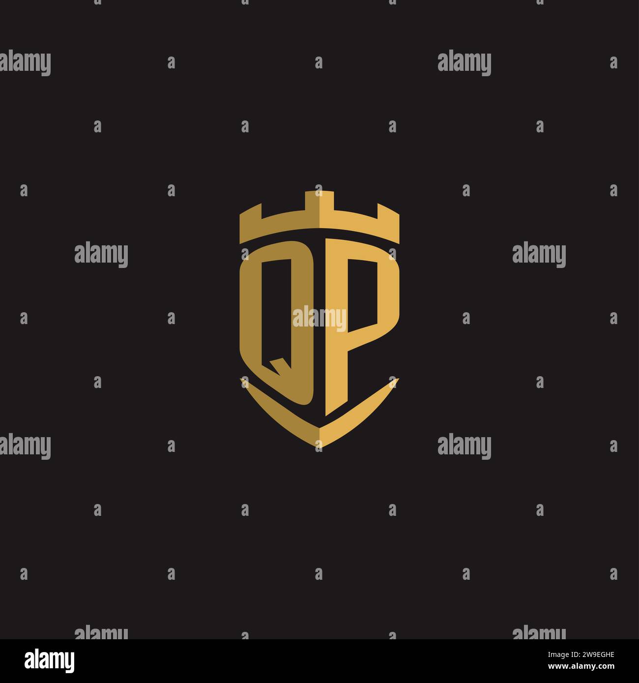 Initials QP logo monogram with shield style design vector graphic Stock Vector