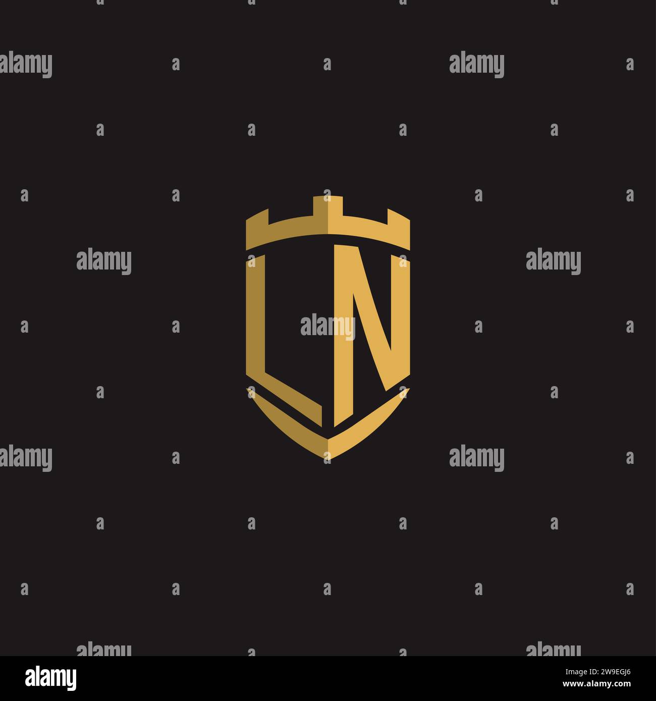 Initials LN logo monogram with shield style design vector graphic Stock Vector