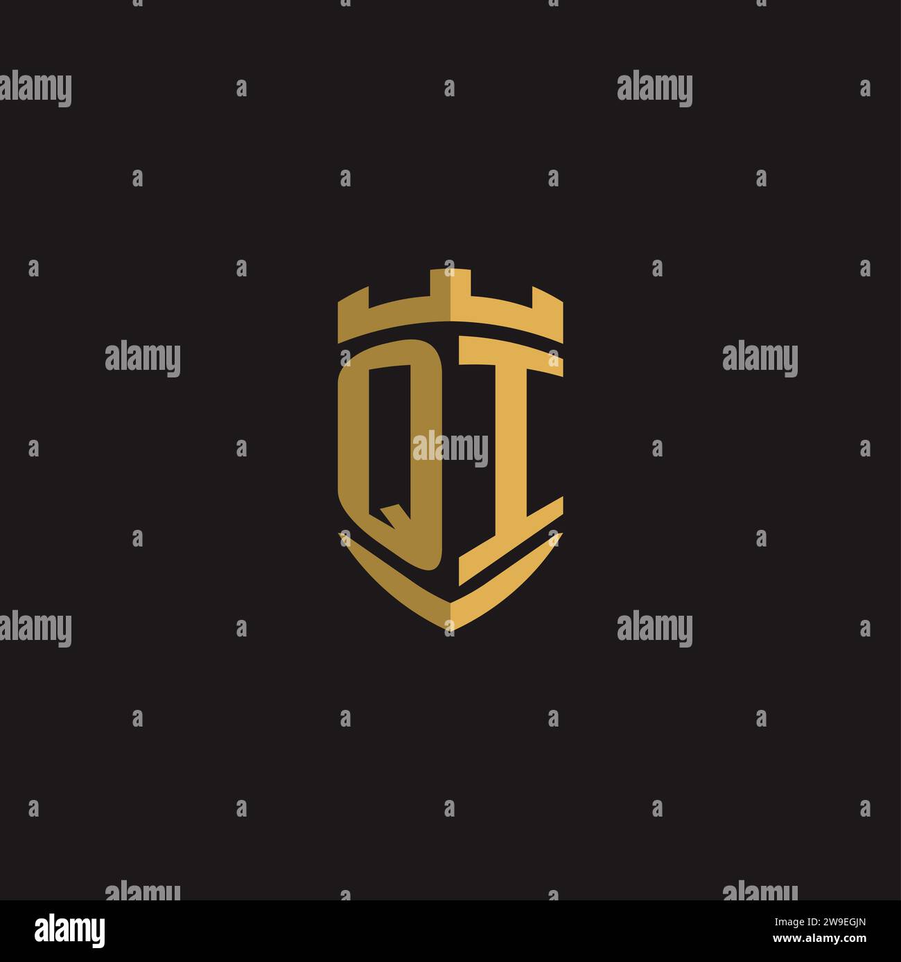 Initials QI logo monogram with shield style design vector graphic Stock Vector