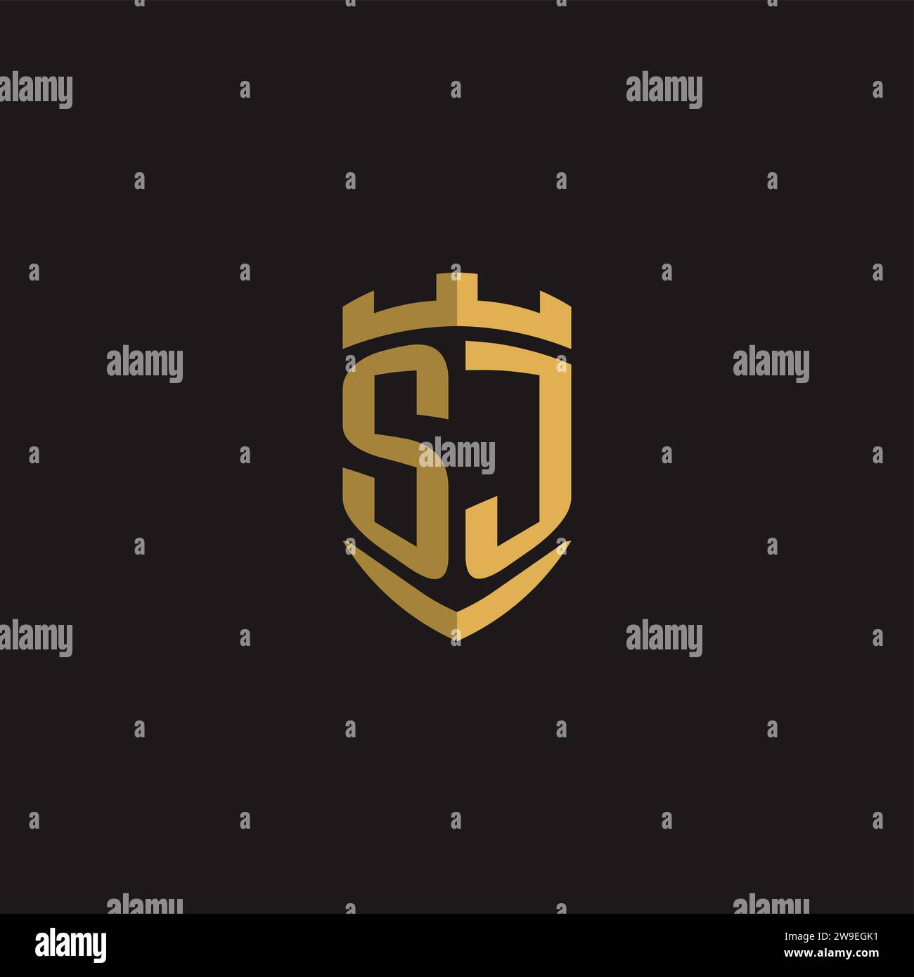 Initials SJ logo monogram with shield style design vector graphic Stock Vector