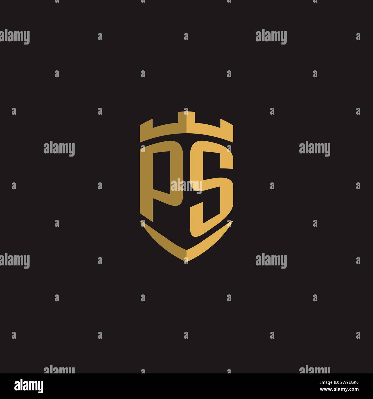 Initials PS logo monogram with shield style design vector graphic Stock Vector