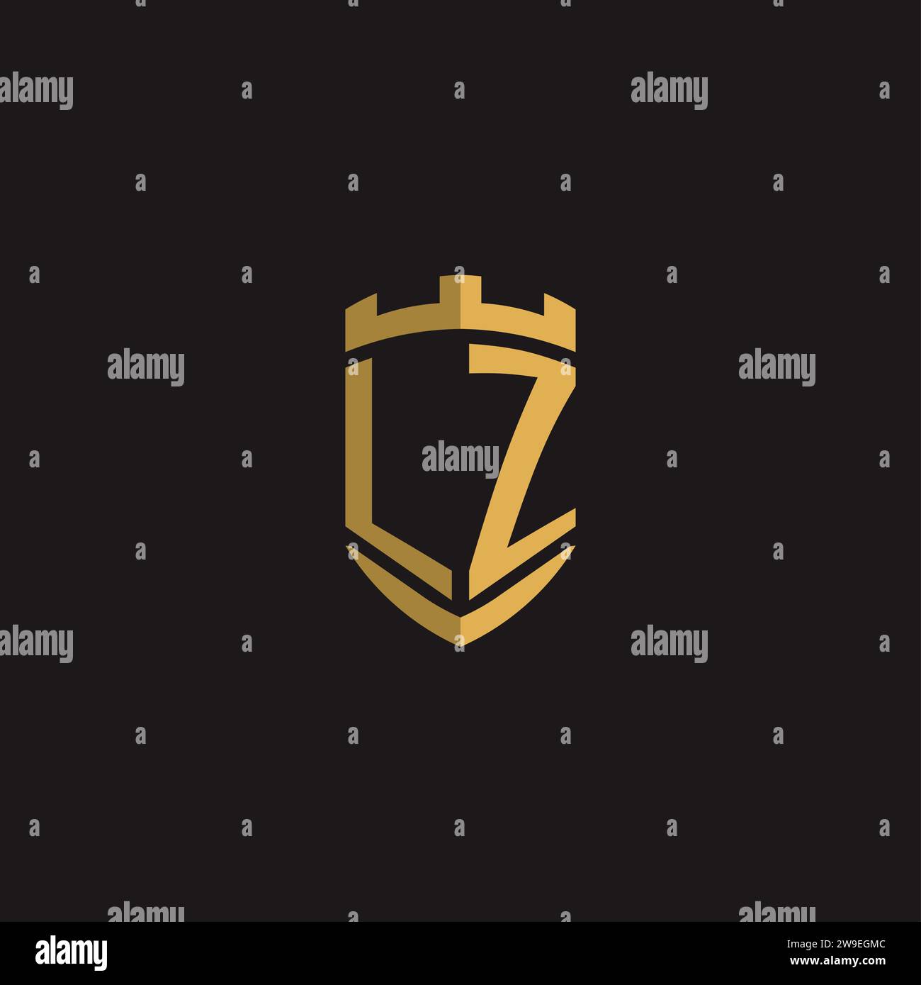 Initials LZ logo monogram with shield style design vector graphic Stock Vector