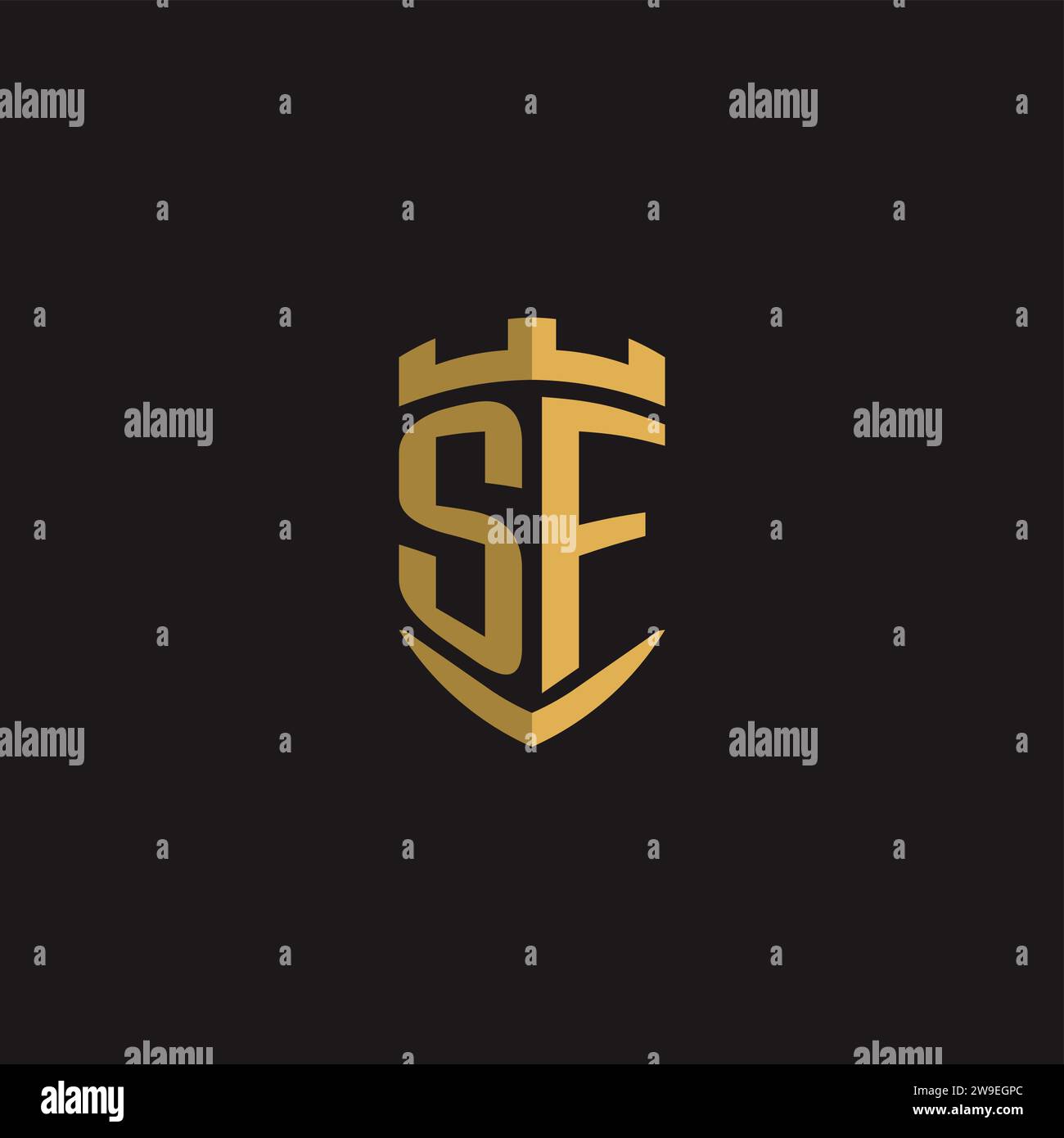 Initials SF logo monogram with shield style design vector graphic Stock Vector